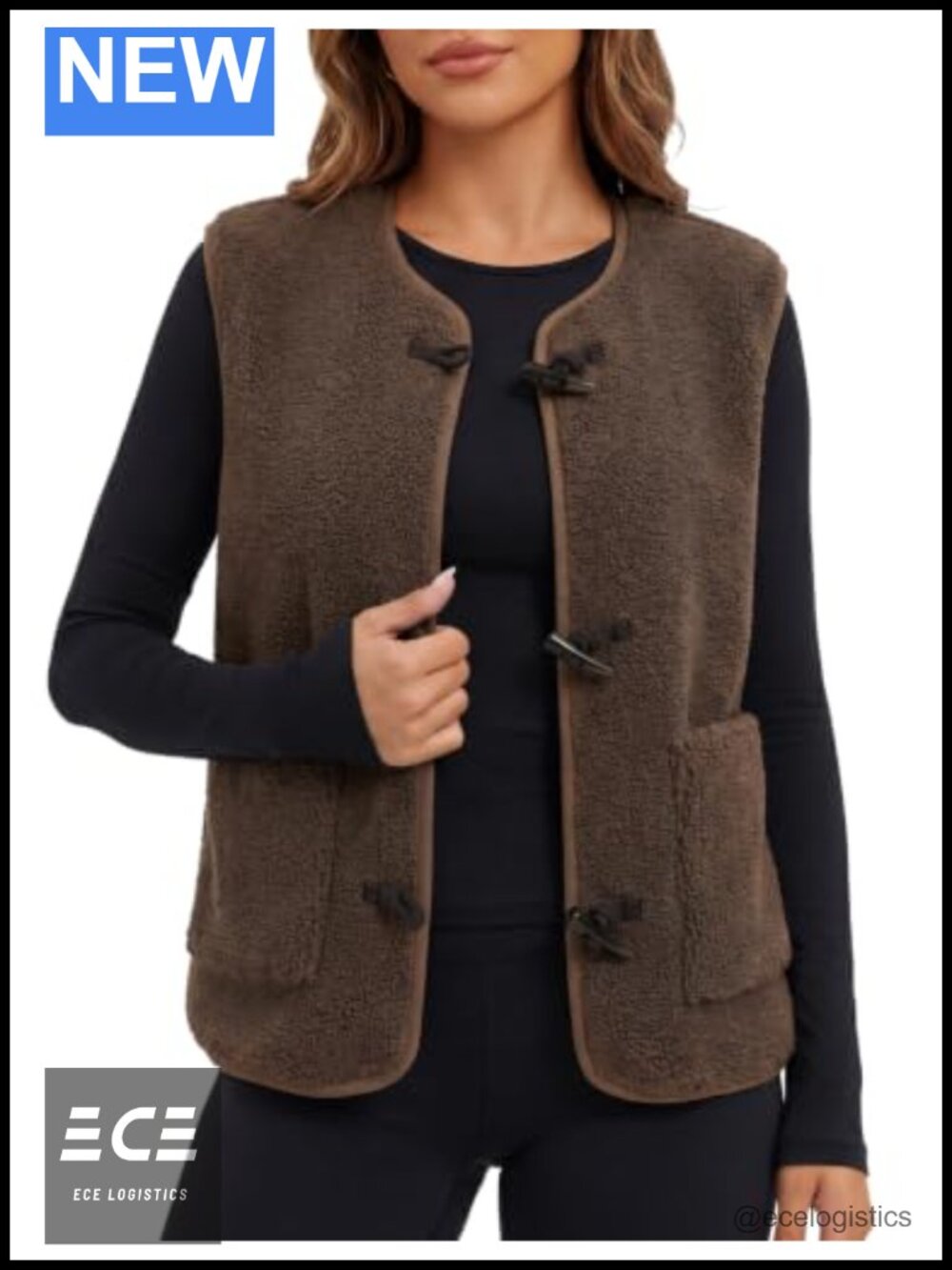 Women's Sherpa Fleece Vest Button Up Sleeveless Casual Winter Layer with Pockets